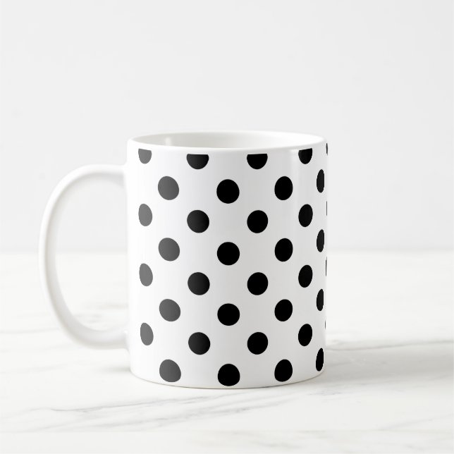 Mug Motif à pois noirs sur fond blanc  (Gauche)
