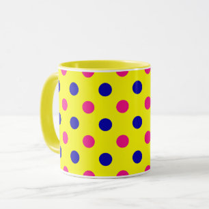 Mug Motif à pois rose bleu jaune