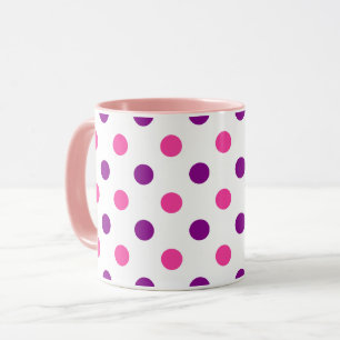 Mug Motif à pois rose violet blanc