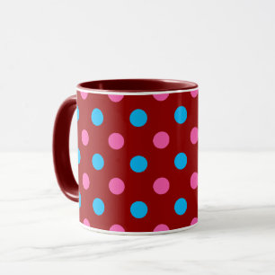 Mug Motif à pois rouge rose bleu