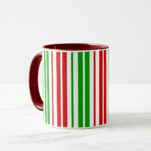 Mug Motif à rayures blanches rouges et vertes  