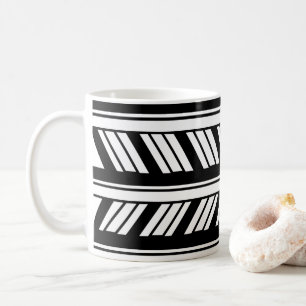Mug Motif à rayures chevron noir et blanc