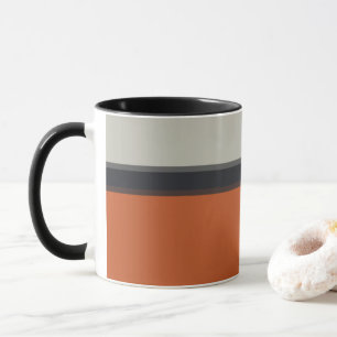 Mug Motif à rayures gris argent rouge orange moderne