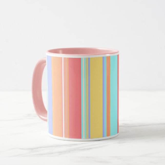 Mug Motif à rayures pastel (Devant gauche)