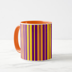 Mug Motif à rayures verticales jaunes orange et violet