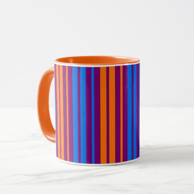 Mug Motif à rayures verticales orange bleu violet   (Devant gauche)