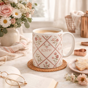 Mug Motif à treillis floral rose poudré vintage person