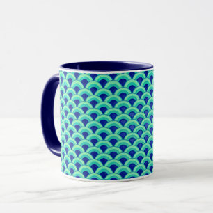 Mug Motif à vagues Art déco - turquoise et cobalt
