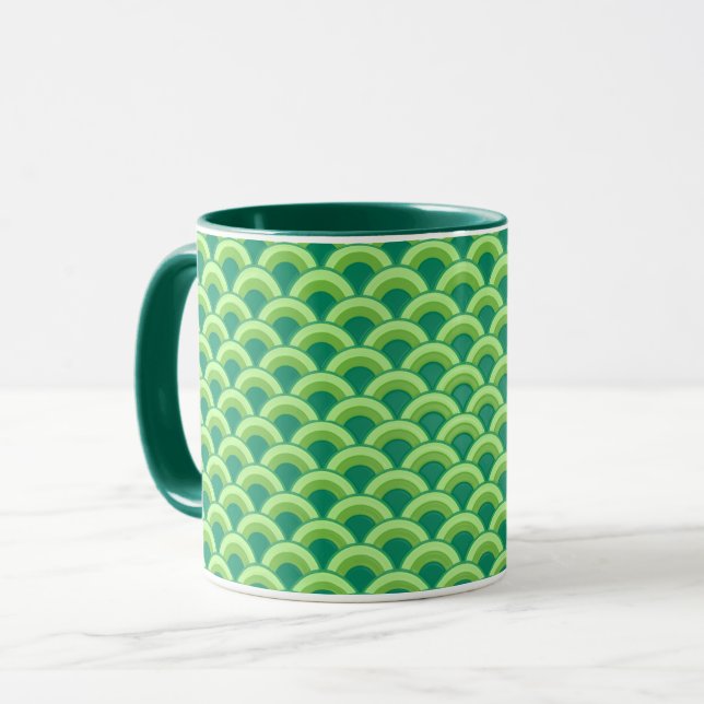 Mug Motif à vagues Art déco - vert jade (Devant gauche)