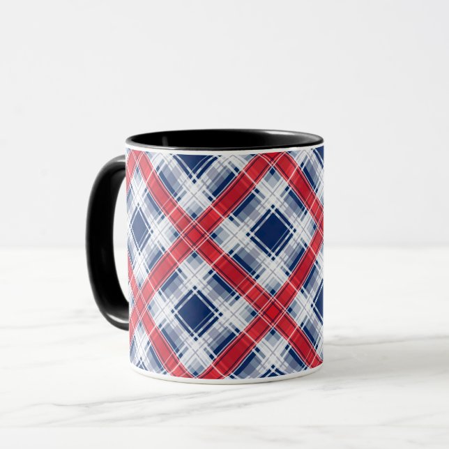 Mug Motif abstrait à carreaux à damier sans couture bl (Devant gauche)