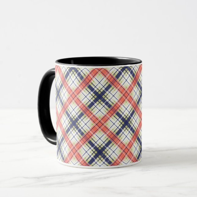 Mug Motif abstrait à carreaux à damier sans couture do (Devant gauche)