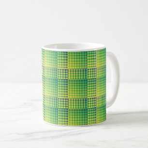 Mug Motif Abstrait à Damier Vert Bleu