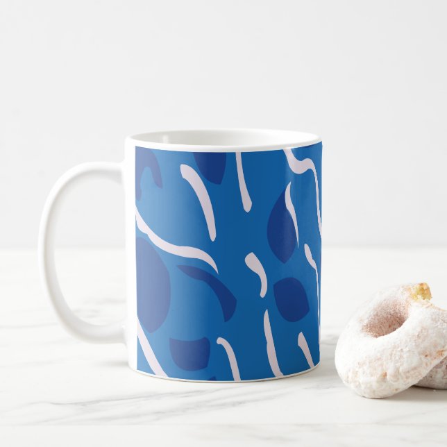 Mug Motif Abstrait Blue Water Waves (Avec donut)