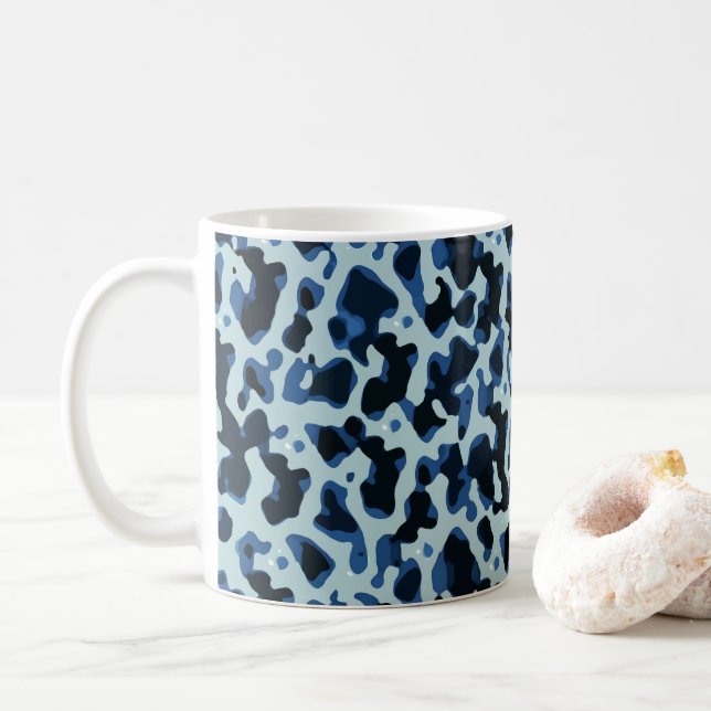 Mug Motif Abstrait Camo noir bleu (Avec donut)
