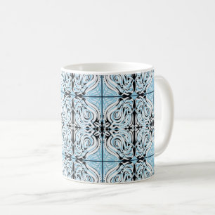 Mug Motif Abstrait de répétition bleu noir blanc