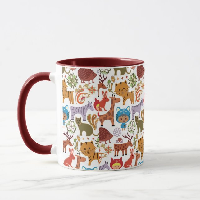 Mug Motif abstrait d'enfant et d'animaux (Gauche)
