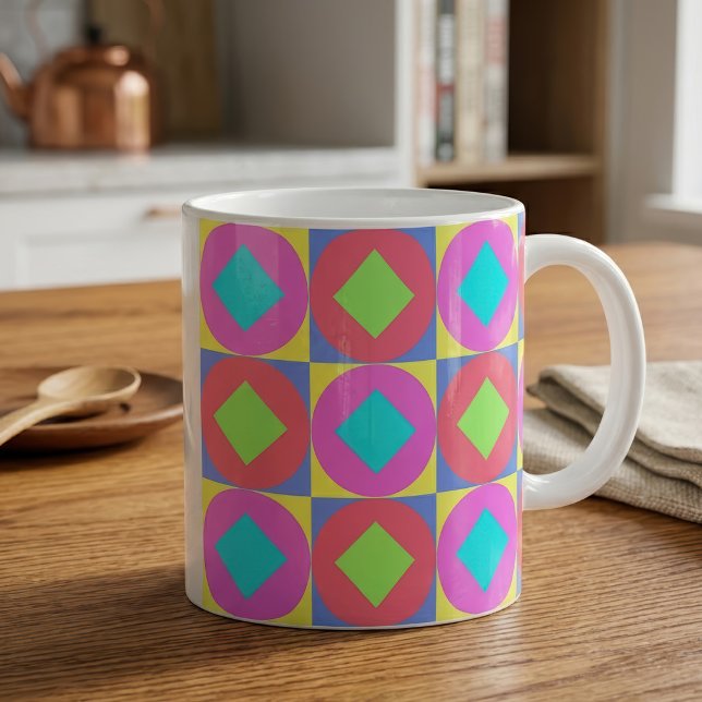 Mug Motif Abstrait Géométrique Psychédélique Vibrant (Vibrant Geometric Abstract Psychedelic Pattern. Coffee Mug)