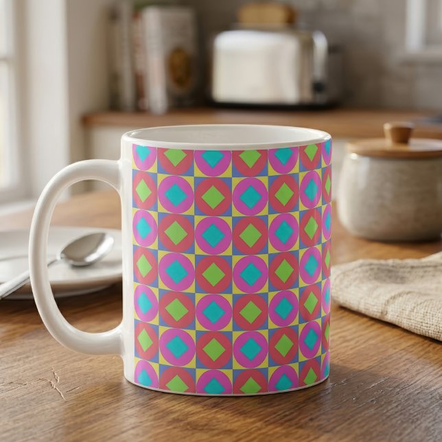 Mug Motif Abstrait Géométrique Psychédélique Vibrant (Vibrant Geometric Abstract Psychedelic Pattern. Coffee Mug)