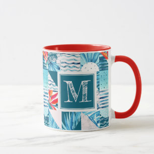 Mug Motif abstrait géométrique turquoise tropical