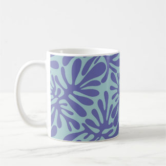 Mug Motif Abstrait moderne : formes violettes sur bleu
