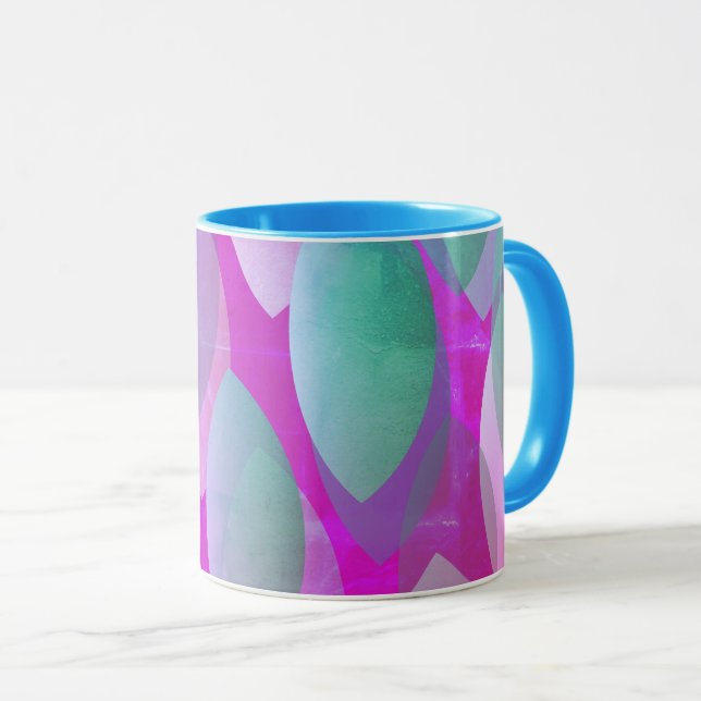 Mug Motif Abstrait Moderne | Magenta Violet Rose Turqu (Devant droit)