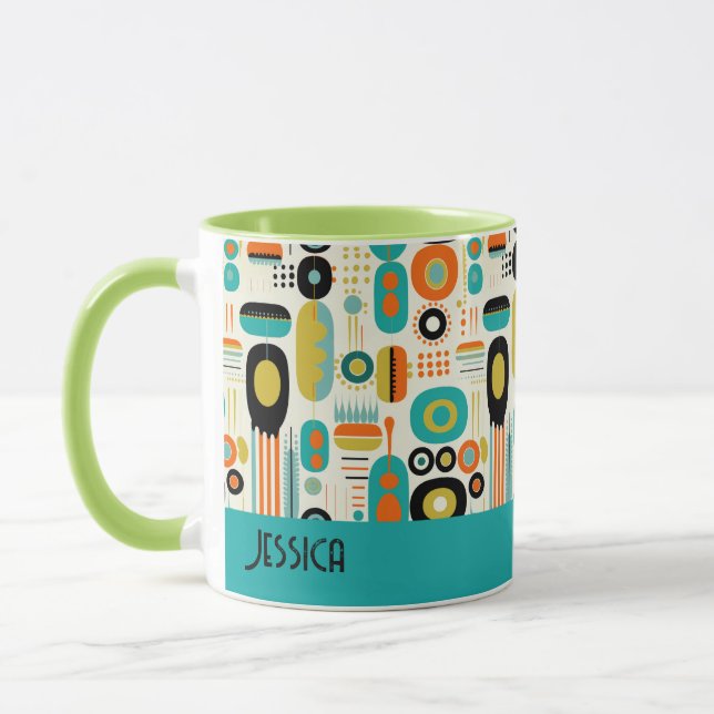 Mug Motif Abstrait Moderne Milieu de Siècle Nom  (Gauche)