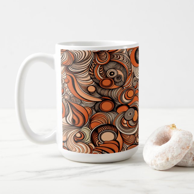 Mug Motif Abstrait Moderne Orange Pêche (Avec donut)
