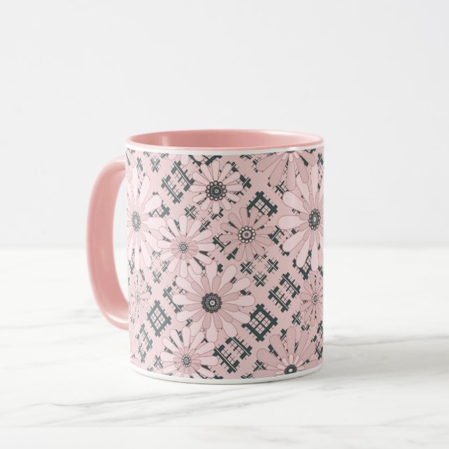 Mug Motif abstrait moderne sans couture à carreaux à f (Devant gauche)