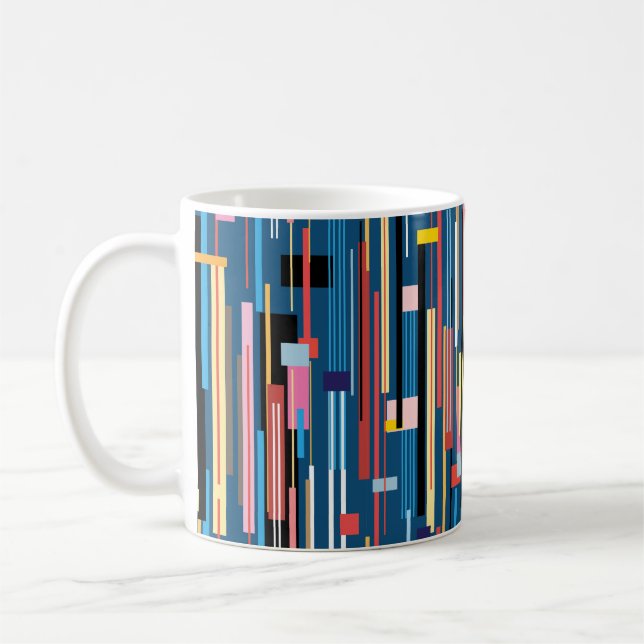 Mug motif abstrait multicolore clair de rayures (Gauche)