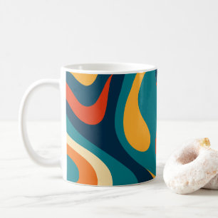 Mug Motif Abstrait Ondulé Rétro Moderne 