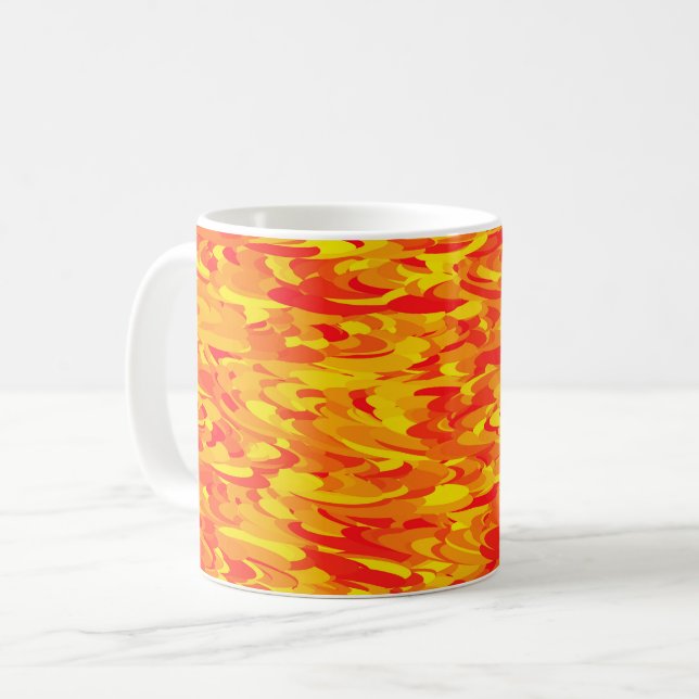 Mug Motif Abstrait Orange Rouge Jaune (Devant gauche)