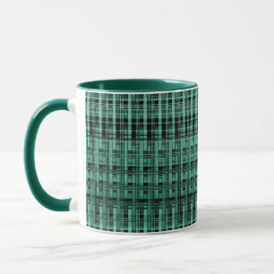 Mug Motif abstrait rétro en plastique à damiers vert n