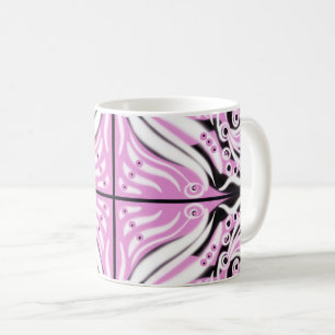 Mug Motif Abstrait rose noir blanc
