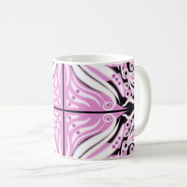 Mug Motif Abstrait rose noir blanc (Devant droit)