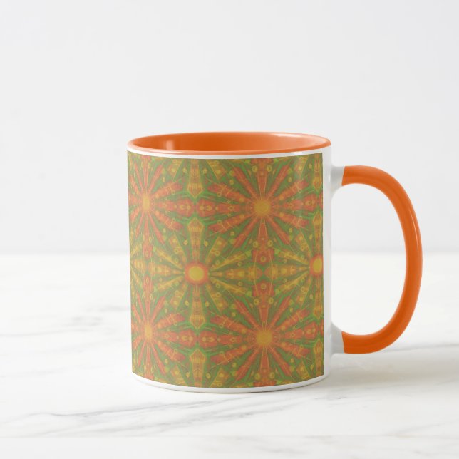 Mug motif abstrait "Sunshine" en orange et jaune (Droite)