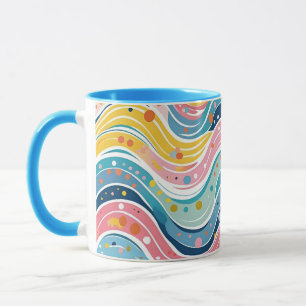 Mug Motif Abstrait super Retro les années 70 Wavy
