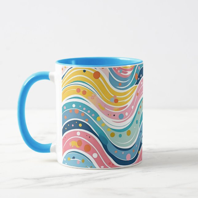 Mug Motif Abstrait super Retro les années 70 Wavy (Gauche)