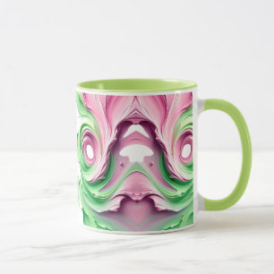 Mug Motif Abstrait Symétrique aux Couleurs Pastel Vert