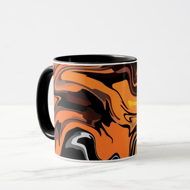 Mug Motif Abstrait Tourbillonnant Orange Incandescent (Devant gauche)
