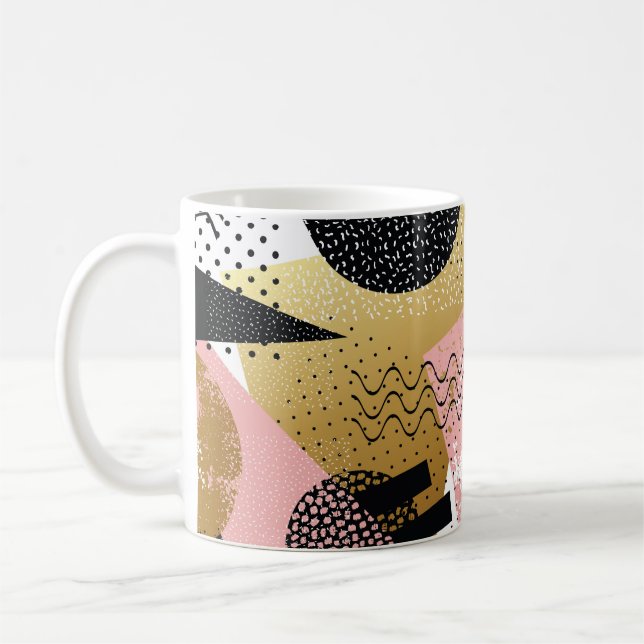 Mug Motif Abstrait transparent avec feuille d'or rose  (Gauche)