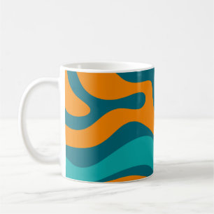 Mug Motif Abstrait Turquoise Orange Liquide Swirl Retr