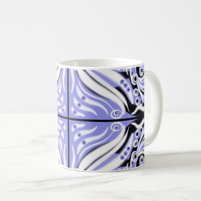 Mug Motif Abstrait violet blanc (Devant droit)