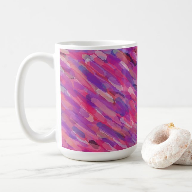 Mug Motif Abstrait violet et rose (Avec donut)