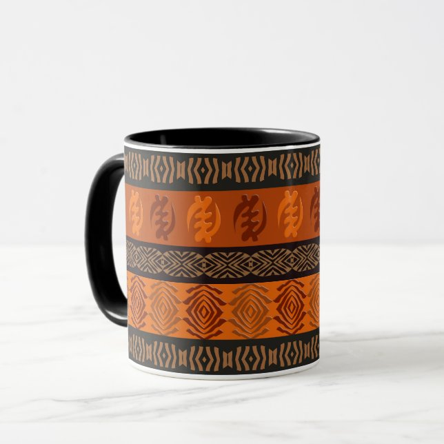 Mug Motif africain ethnique avec des simbols d'Adinkra (Devant gauche)