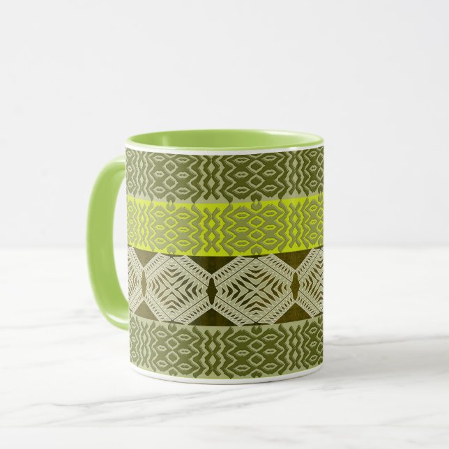 Mug motif africain tribal ethnique.monogramme. (Devant gauche)