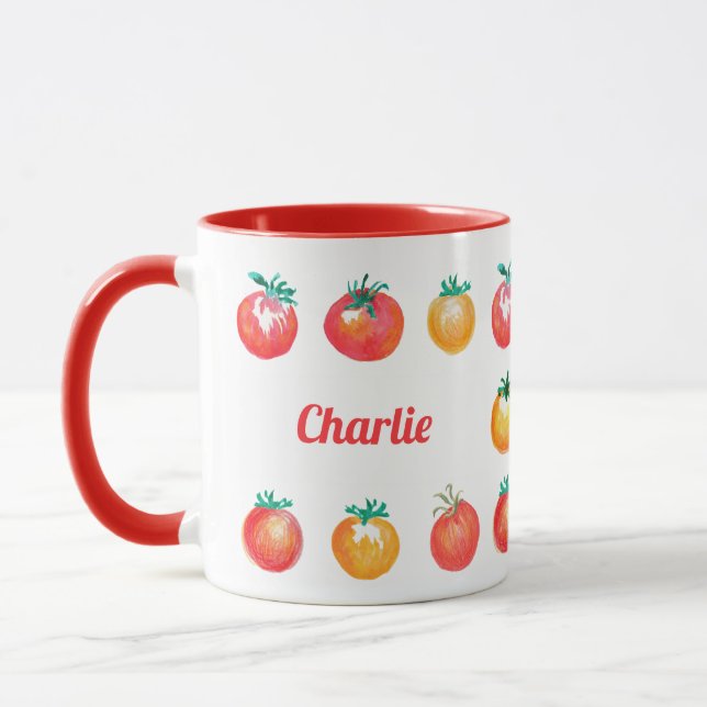 Mug Motif alimentaire d'été Retro Tomato tiré à la mai (Gauche)