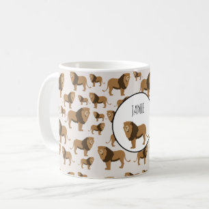 Mug Motif animal de lions de jungle personnalisé