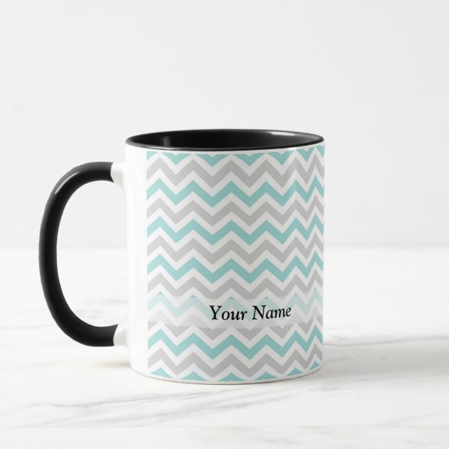 Mug Motif Aqua et chevron gris (Gauche)