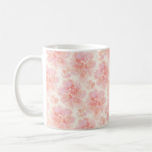 Mug Motif aquarelle florale abstraite pêche et rose