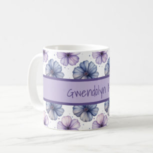 Mug Motif aquarelle florale lavande et bleu